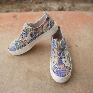 Blowfish Malibu Super Play Slip On Platform Womens Sneakers Size 8 Patchwork